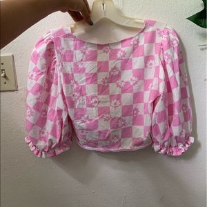 Retro flower child pink crop top urban outfitters